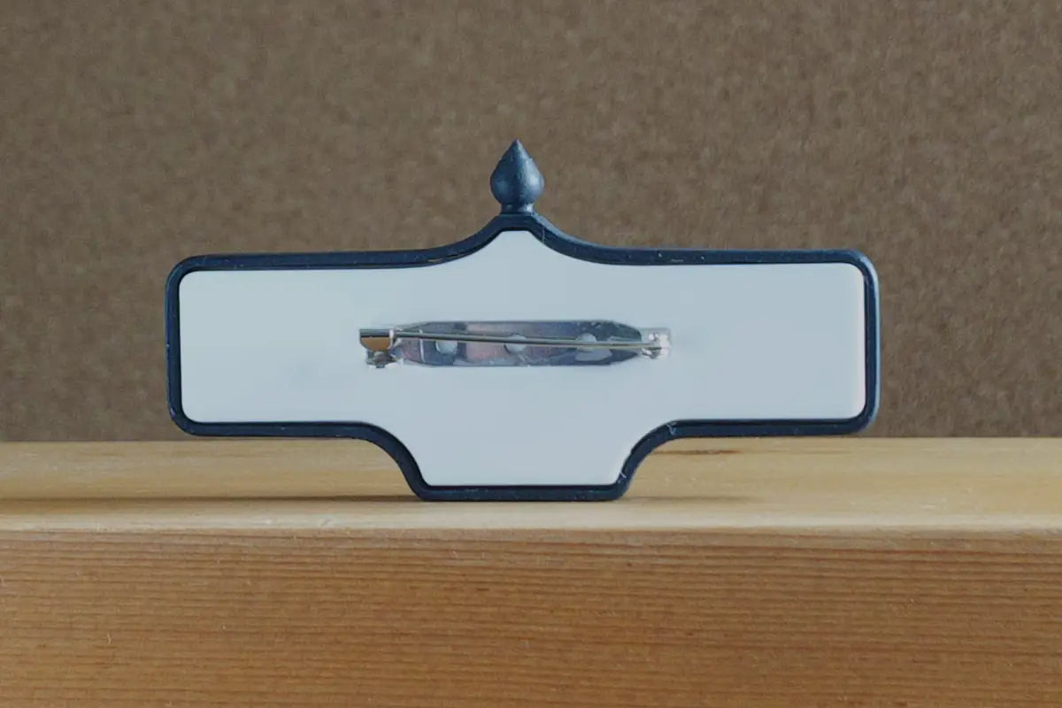 Back view of De Grassi St. #119 Pin - Standard Finish, miniature replica Toronto acorn street sign