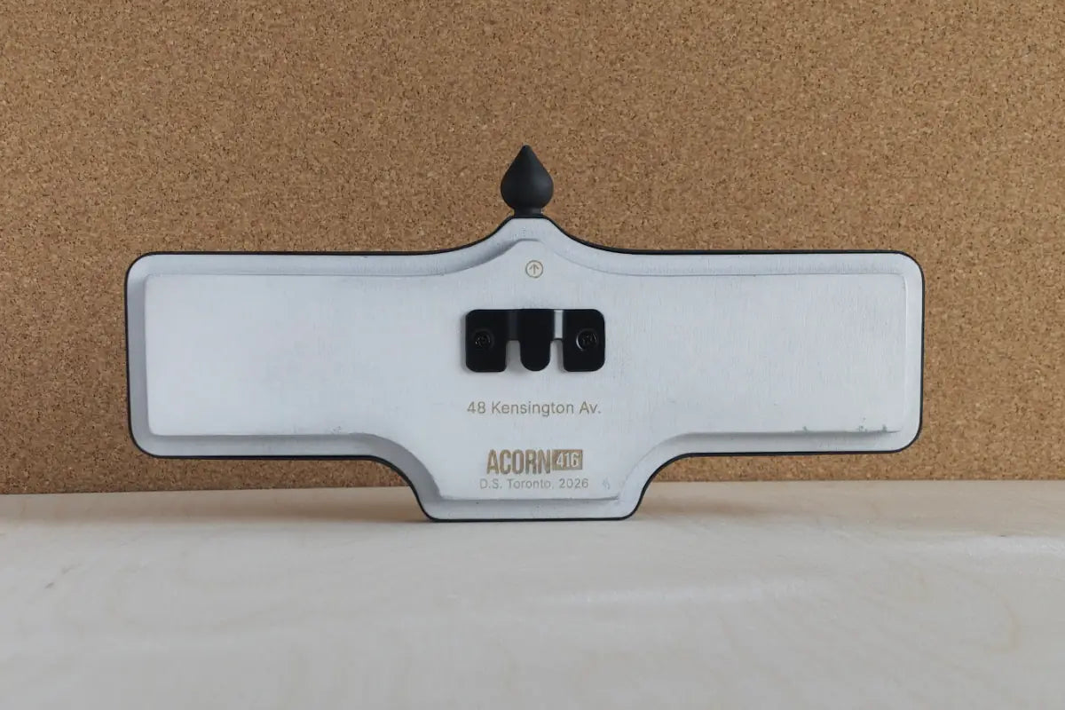 Back view of Kensington Av. #48 Wall Sign - Standard Finish, wall-mounted replica Toronto acorn street sign