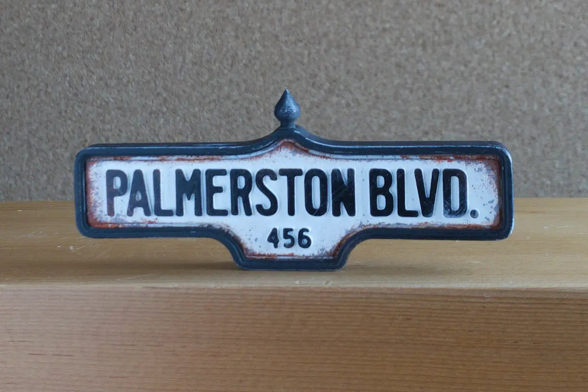 Palmerston Blvd. #456 Magnet - Weathered Finish of Palmerston Blvd. #456 Magnet - Weathered Finish, miniature replica Toronto acorn street sign