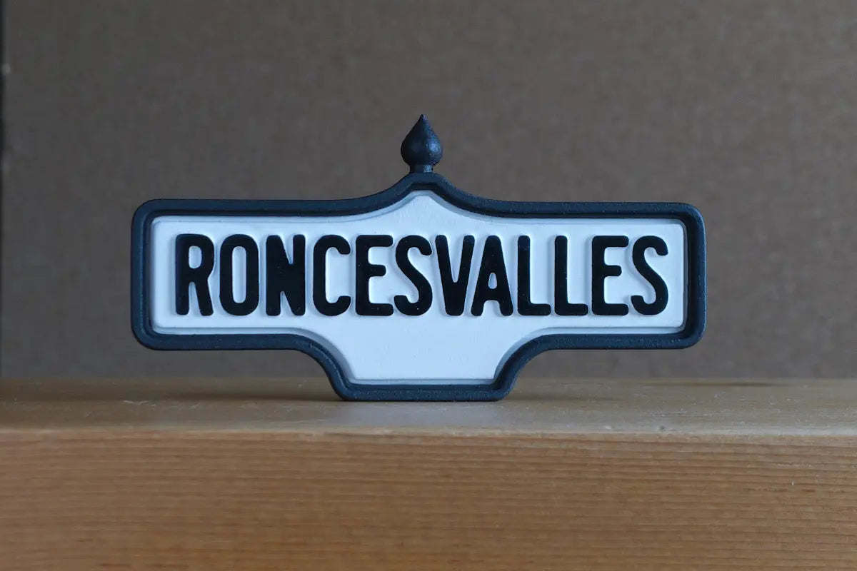 Back view of Roncesvalles 2-Pack - Standard Finish, miniature replica Toronto neighbourhood acorn street sign
