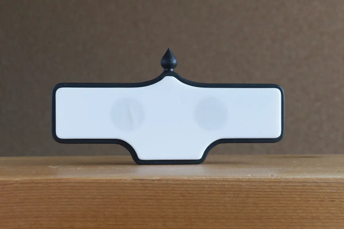 Magnet back view of Roncesvalles 2-Pack - Standard Finish, miniature replica Toronto neighbourhood acorn street sign