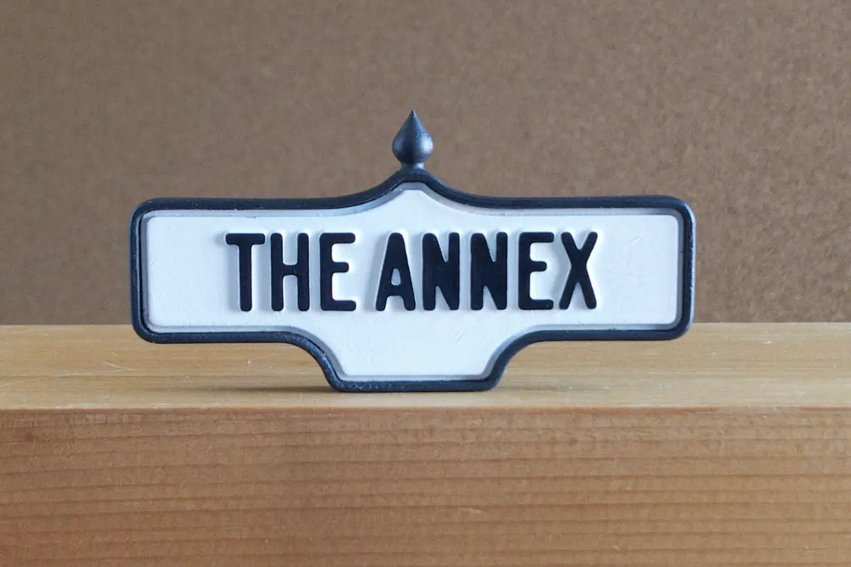 Back view of The Annex - Standard Finish I, miniature replica Toronto neighbourhood acorn street sign