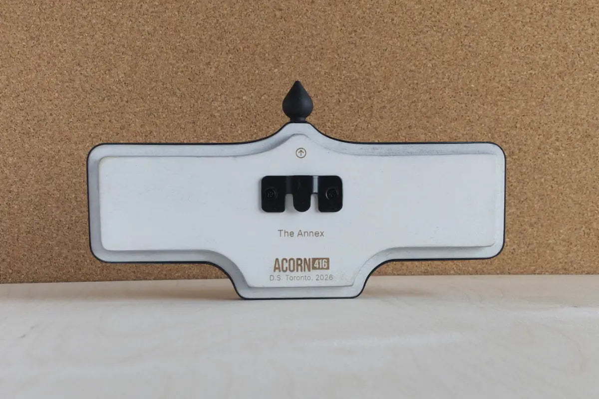 Back view of The Annex Wall Sign - Standard Finish, wall-mounted replica Toronto acorn neighbourhood sign